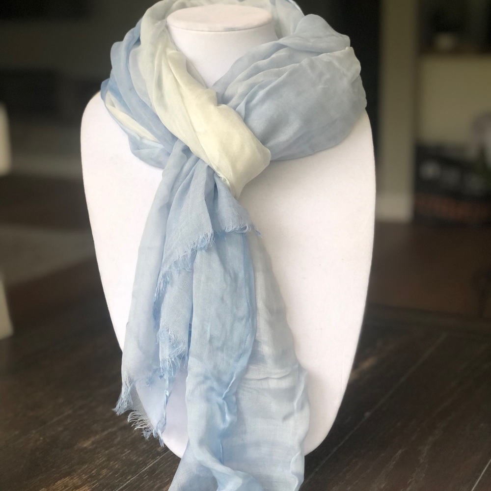 NWT Chico’s Dip Dyed Faint Wash Blue Oblong Scarf